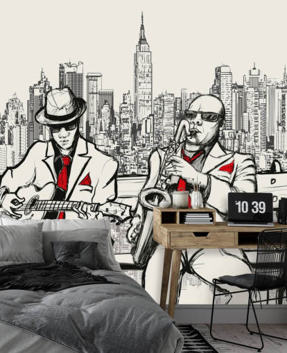 New York Jazzbank Wandgemälde