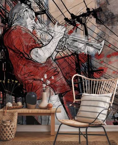Jazz Musician Drawing Wall Mural