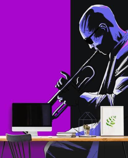 lilla og sort abstrakt kunst af jazz musiker tapet lilla og sort abstrakt kunst af jazz musiker tapet