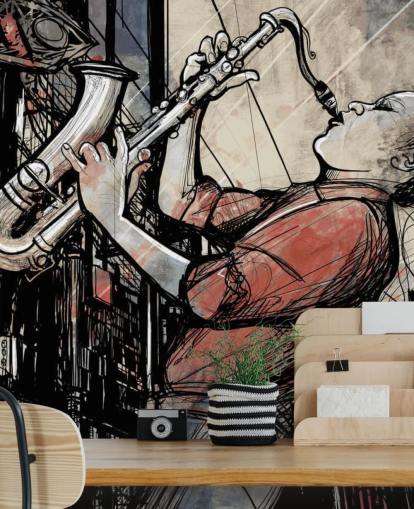 Abstrakte Saxophonspieler-Hintergrundbild