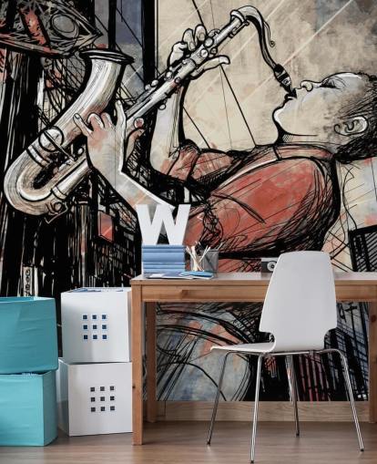 Fondo de pantalla abstracto de saxofonista