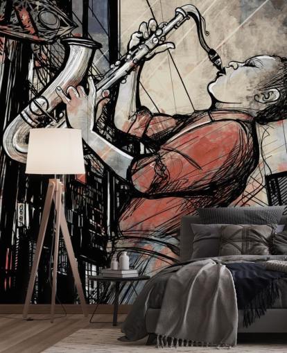 Abstrakte Saxophonspieler-Hintergrundbild