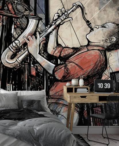 Abstrakt saxofonspiller tapet