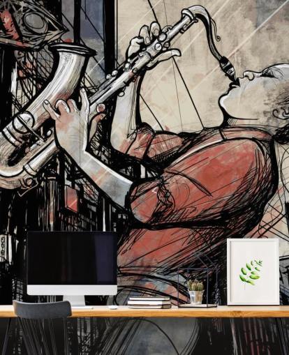 Abstrakt saxofonspiller tapet Abstrakt saxofonspiller tapet