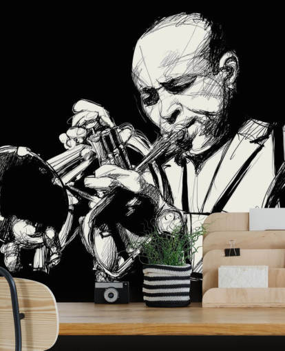 Svart og hvit kunst av jazzspiller Bakgrunn