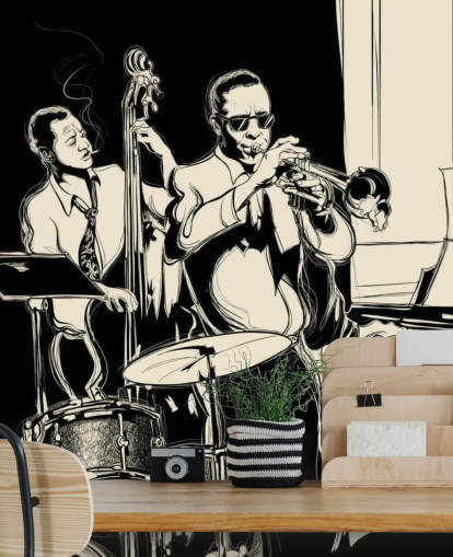 Abstrakte Schwarzweiss-Jazzband-Hintergrundbild