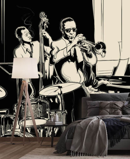 Abstrakte Schwarzweiss-Jazzband-Hintergrundbild