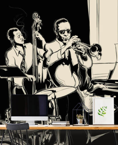 Svartvitt Jazz Band abstrakt Bakgrund