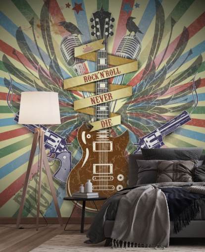 Fondo de pantalla de guitarra y armas de rock n roll