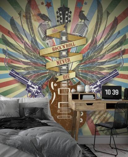 Fondo de pantalla de guitarra y armas de rock n roll