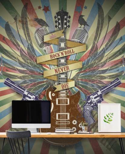 Rock n Roll kitara ja aseet Taustakuva