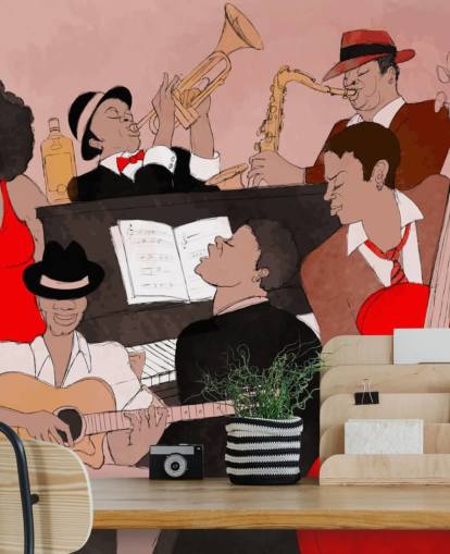 Papel de parede de pintura de cantores de jazz