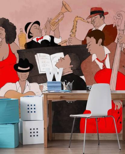 Papel de parede de pintura de cantores de jazz
