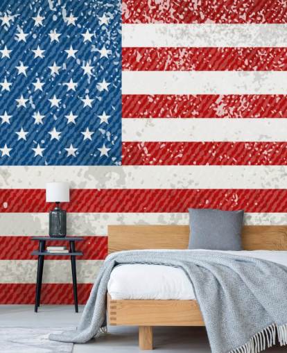 Rustieke muurschildering met Amerikaanse vlag Rustieke muurschildering met Amerikaanse vlag