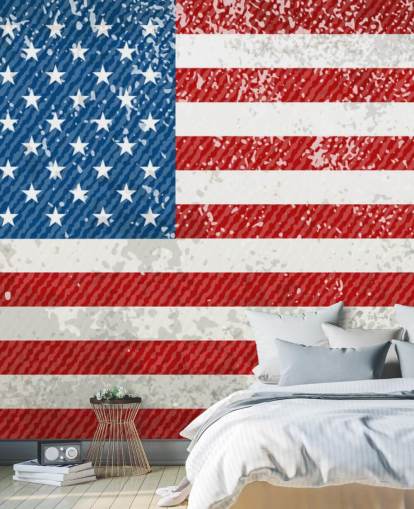Mural de pared Bandera estadounidense rústica