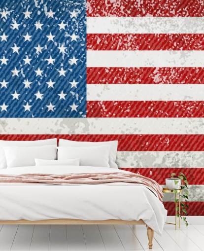 Rustieke muurschildering met Amerikaanse vlag