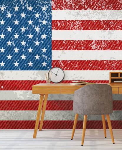 Rustik Amerikansk Flag Vægmaleri