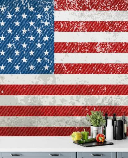 Rustieke muurschildering met Amerikaanse vlag