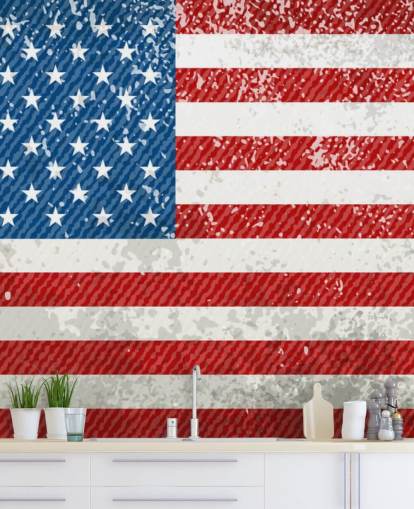 Rustieke muurschildering met Amerikaanse vlag
