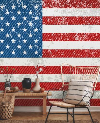 Rustic American Flag Wall Mural