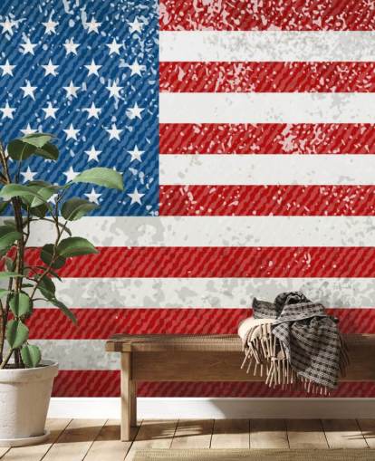 Rustic American Flag Wall Mural
