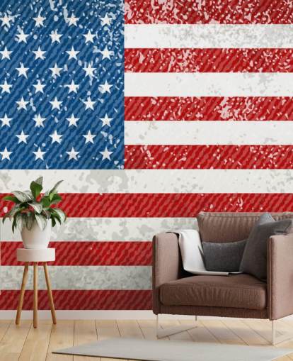 Rustik amerikansk flagga väggmålning