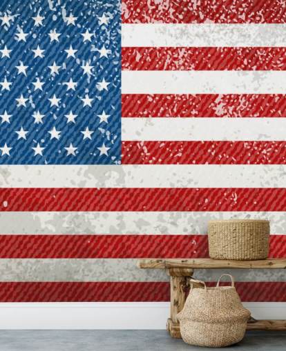 Rustic American Flag Wall Mural