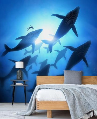 Decorazione murale sotto le balene