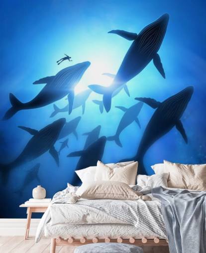 Underneath of Whales Wall Mural