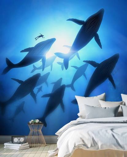 Underneath of Whales Wall Mural