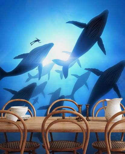 Underneath of Whales Wall Mural