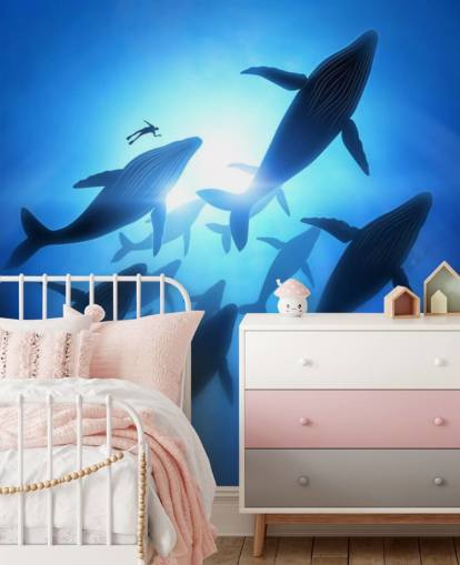 Decorazione murale sotto le balene