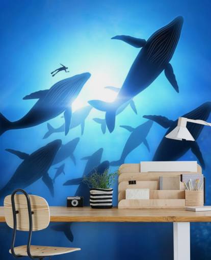 Decorazione murale sotto le balene