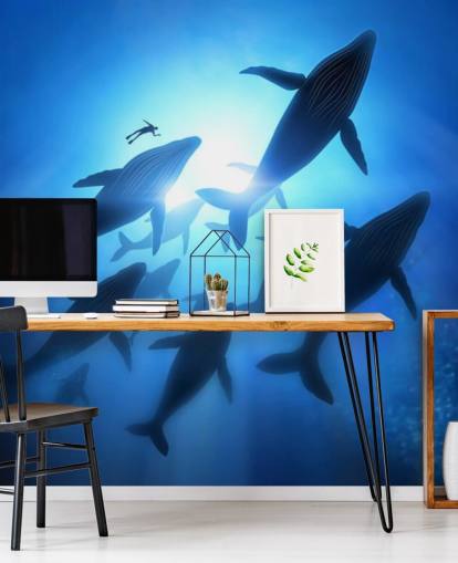 Underneath of Whales Wall Mural