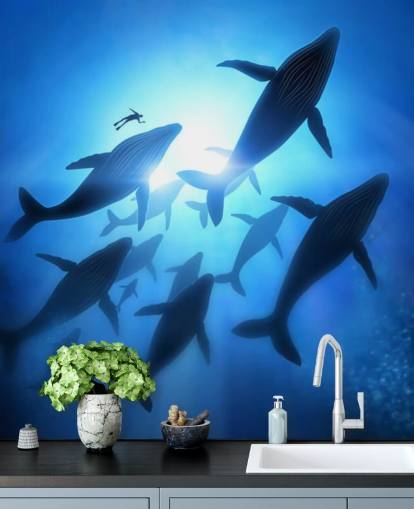 Underneath of Whales Wall Mural