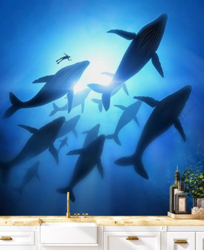 Underneath of Whales Wall Mural