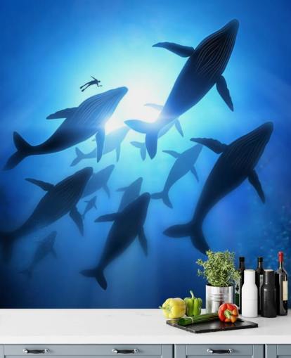 Underneath of Whales Wall Mural