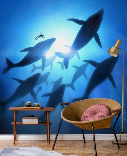 Underneath of Whales Wall Mural