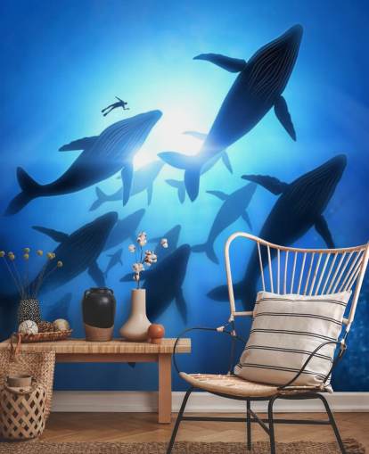 Underneath of Whales Wall Mural