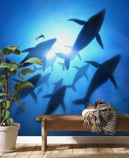 Underneath of Whales Wall Mural