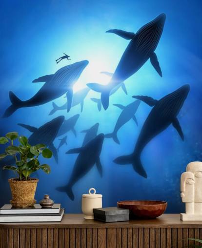 Decorazione murale sotto le balene