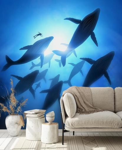 Underneath of Whales Wall Mural