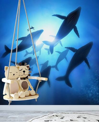 Underneath of Whales Wall Mural