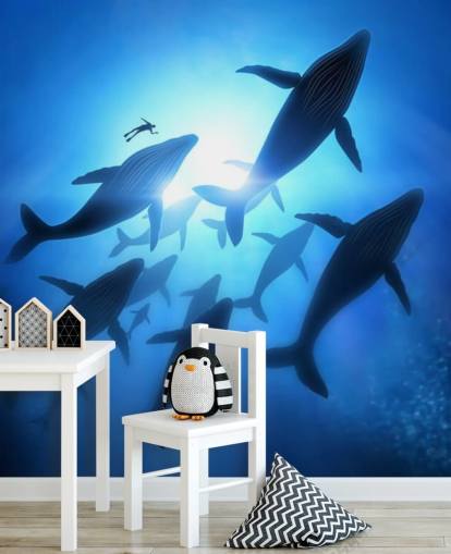 Underneath of Whales Wall Mural