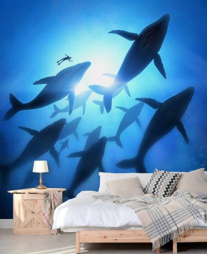 Underneath of Whales Wall Mural