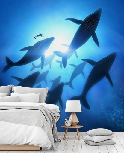 Decorazione murale sotto le balene