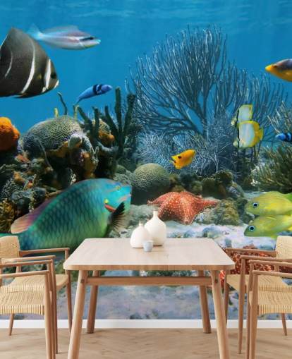 Papel de Parede Peixe e Coral Reef
