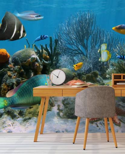 Papel de Parede Peixe e Coral Reef