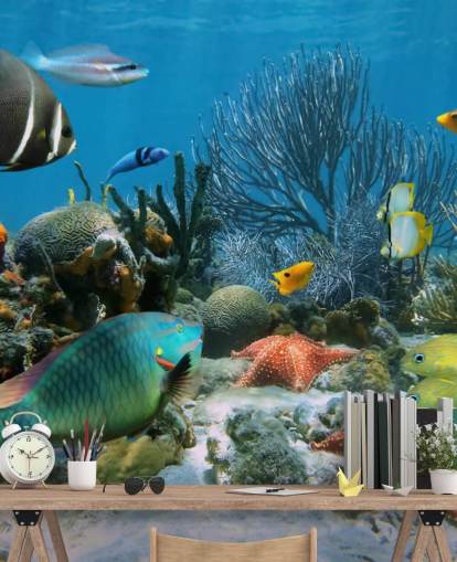 Papier Peint Poissons et Coraux