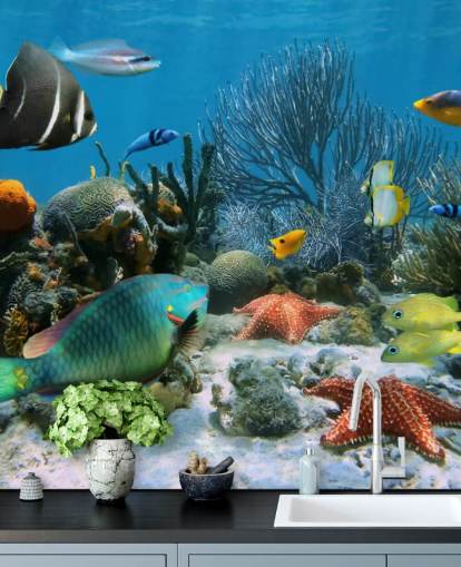 Papel de Parede Peixe e Coral Reef